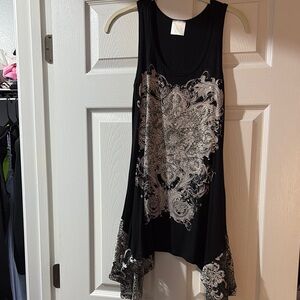 Vocal Black and White Asymmetrical Sundress